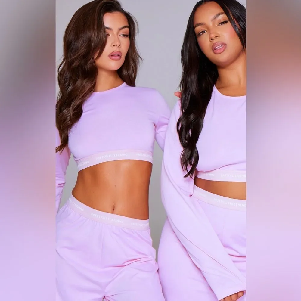 Prettylittlething Baby Pink Tape Detail PJ Trousers size 26 New With Tags in PKG